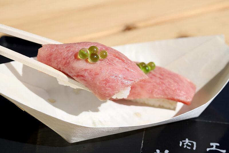 岐阜城楽市 肉工房 美乃家の飛騨牛 サーロイン握り